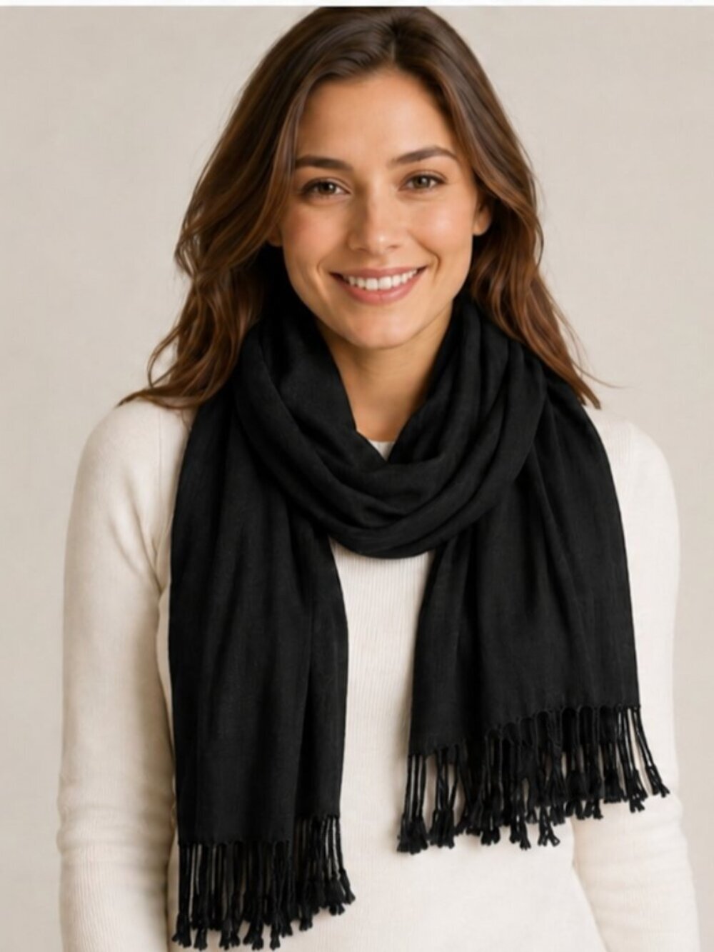 3/$20 Bundle 🌈 Charming Charlie Black Rayon Fringe Scarf Wrap Shawl